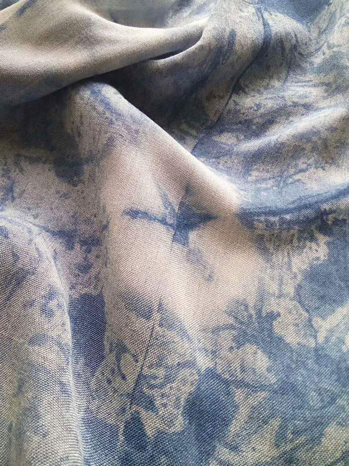 “晶”系列植物靛蓝轻蓝染 ※冰花※ 无序肌理纯棉围巾披肩