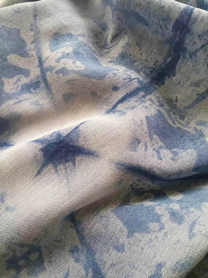 “晶”系列植物靛蓝轻蓝染 ※冰花※ 无序肌理纯棉围巾披肩