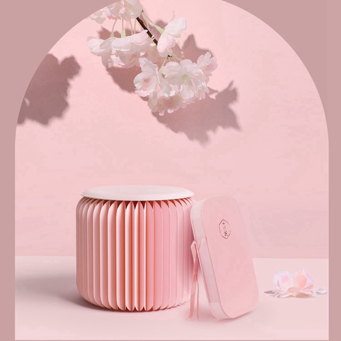 十八纸蜜桃粉折叠圆凳
