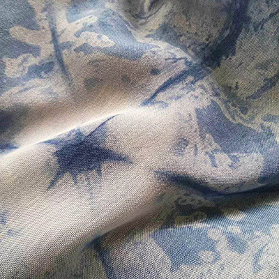 “晶”系列植物靛蓝轻蓝染 ※冰花※ 无序肌理纯棉围巾披肩