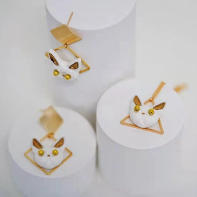 陶瓷猫咪耳环